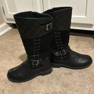 Girls Black Zip Boots